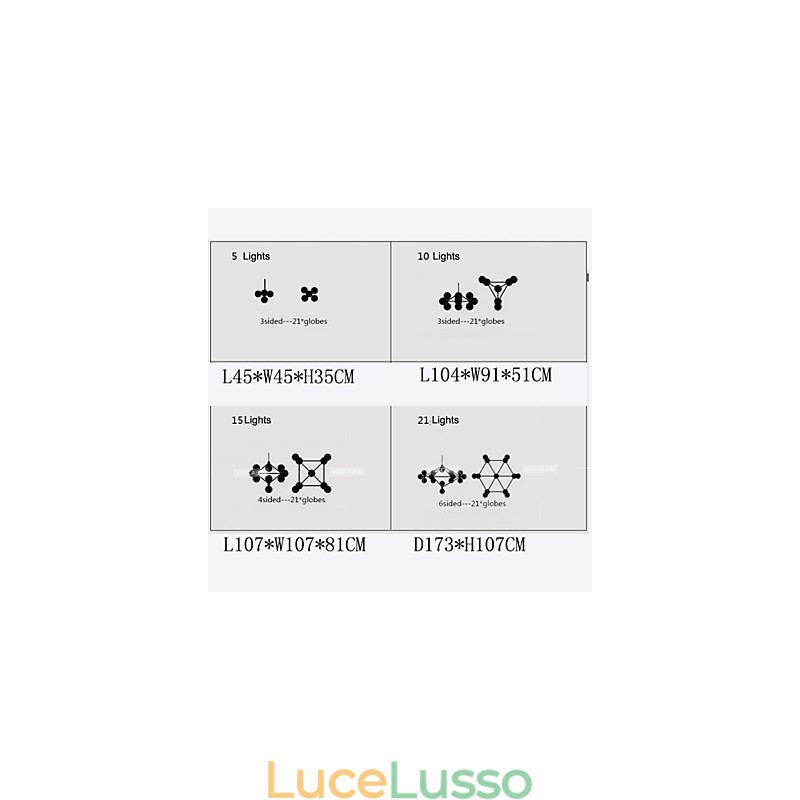 Lampadario 5 luci sfera di vetro luci retrò esterno garage metallo