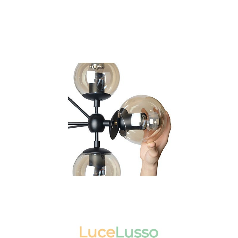 Lampadario 5 luci sfera di vetro luci retrò esterno garage metallo