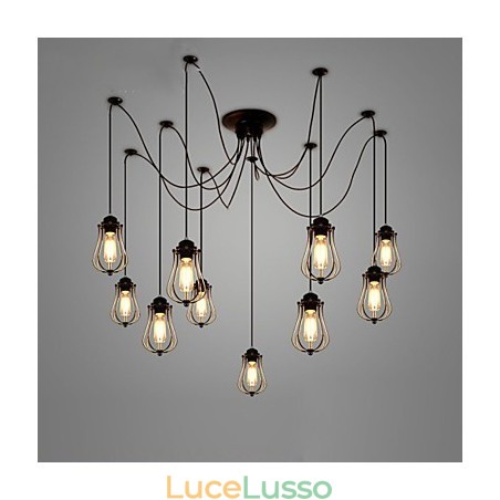 Lampadario vintage Edison multiplo regolabile fai da te, lampada a sospensione, illuminazione moderna, chic, industriale, sala da pranzo Lampadario vintage Edison multiplo regolabile fai da te, lampada a sospensione, illuminazione moderna, chic, industriale, sala da pranzo
