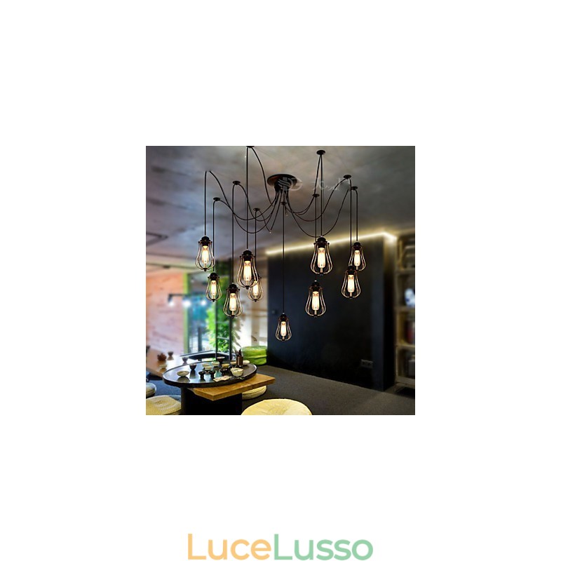 Lampadario vintage Edison multiplo regolabile fai da te, lampada a sospensione, illuminazione moderna, chic, industriale, sala da pranzo