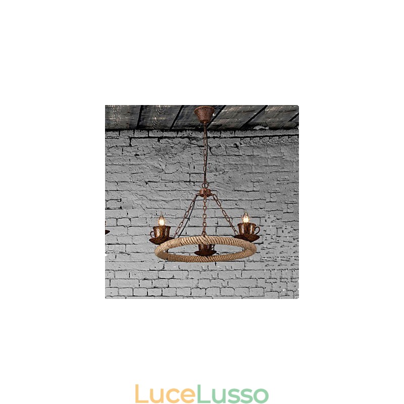 Lampadario a corda eolica in ceramica RetroLron Lampadario Simple3