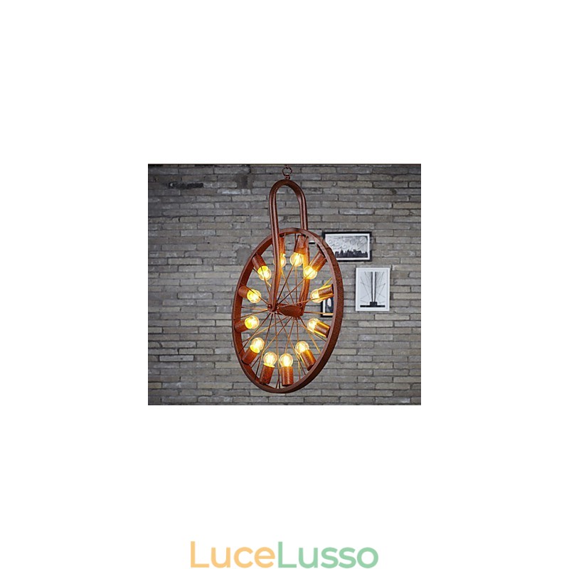 Lampada a sospensione retrò con ruota per realizzare la vecchia lampada a sospensione industriale A