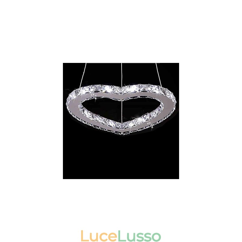 Lampadario moderno contemporaneo in metallo cromato e cristallo