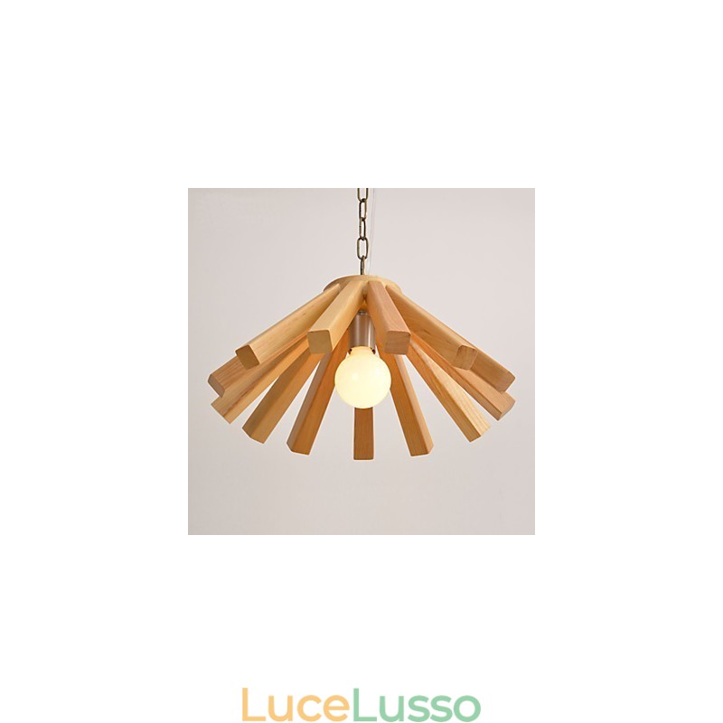 Lampada a sospensione in bambù e legno in stile country retrò