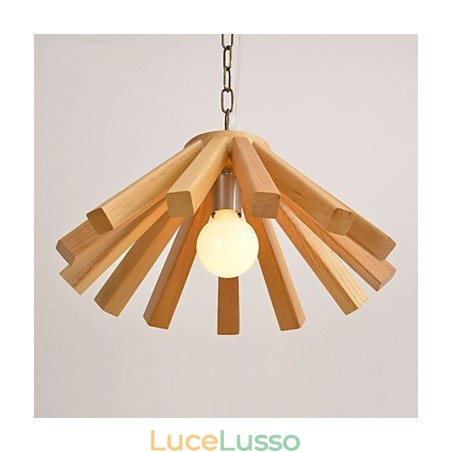 Lampada a sospensione in bambù e legno in stile country retrò Lampada a sospensione in bambù e legno in stile country retrò
