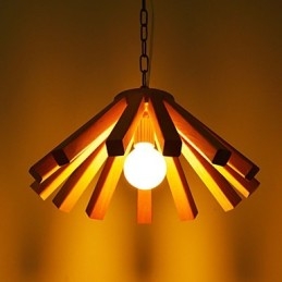 Lampada a sospensione in bambù e legno in stile country retrò