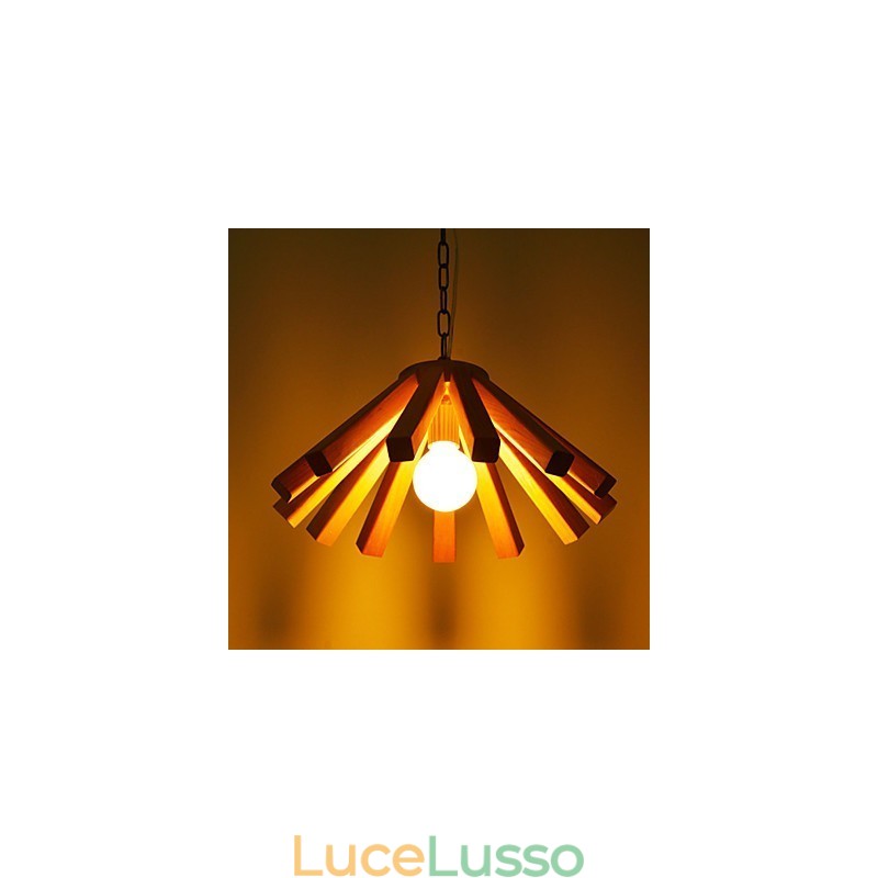 Lampada a sospensione in bambù e legno in stile country retrò