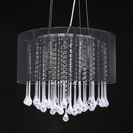 Lampadario a sospensione a tamburo moderno a 4 luci con paralume avvolgente in cristallo Lampadario moderno dal design minimalista