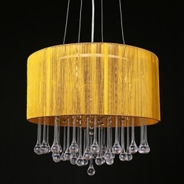 Lampadario a sospensione a tamburo moderno a 4 luci con paralume avvolgente in cristallo Lampadario moderno dal design minimalista