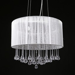 Lampadario a sospensione a tamburo moderno a 4 luci con paralume avvolgente in cristallo Lampadario moderno dal design minimalista