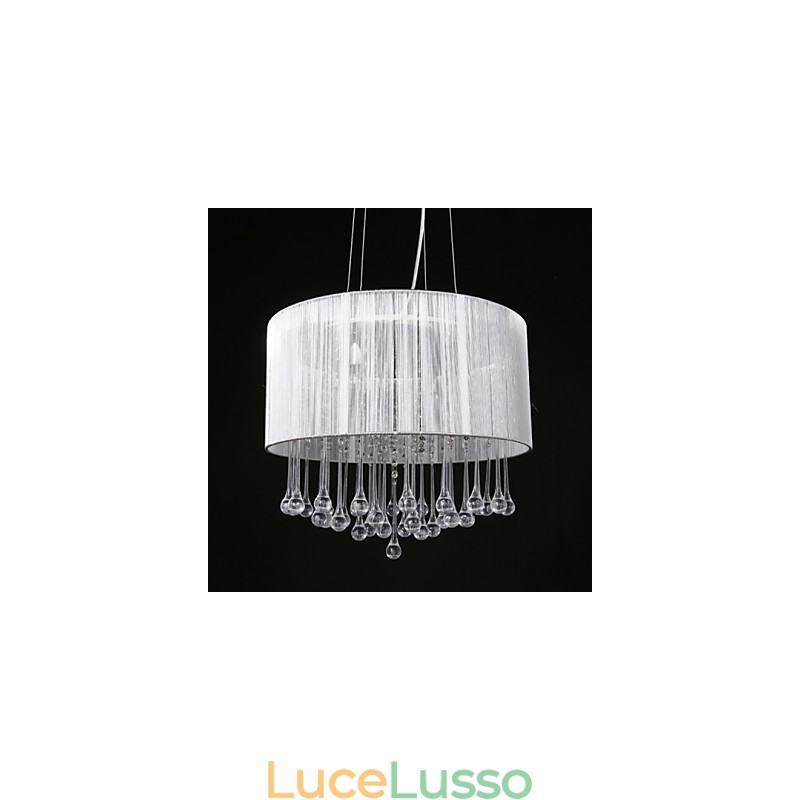 Lampadario a sospensione a tamburo moderno a 4 luci con paralume avvolgente in cristallo Lampadario moderno dal design minimalista