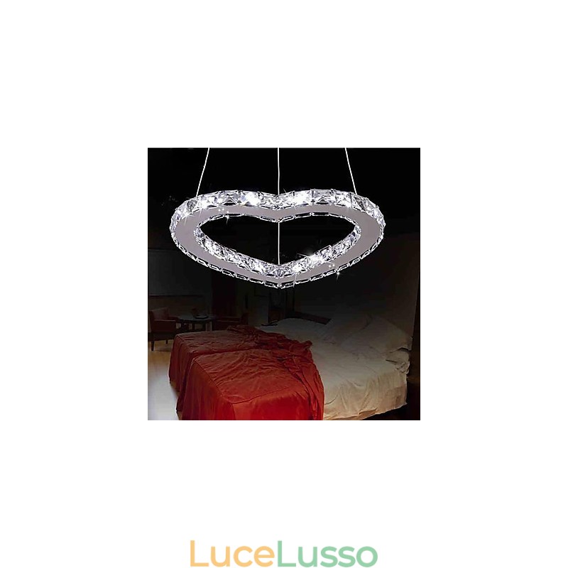 Lampadario moderno contemporaneo in metallo cromato e cristallo