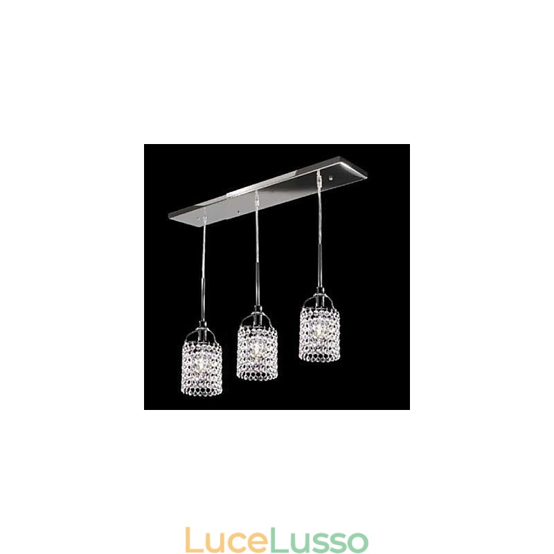 Lampada a sospensione in metallo e cristallo