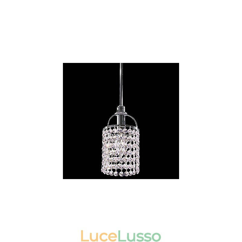 Lampada a sospensione in metallo e cristallo