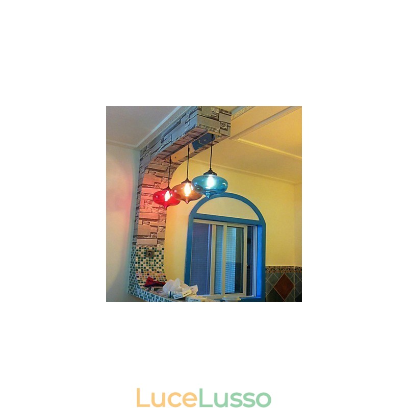 Lampada a sospensione Bubble Design 1 luce con paralume trasparente