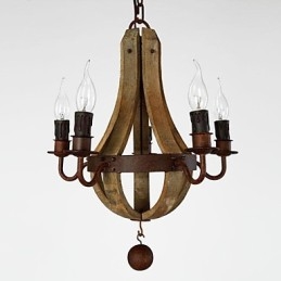 Lampadario in legno e bambù dipinto in stile mini vintage