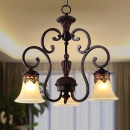 Lampadario in metallo dipinto a mano con motivo a isola di campagna vintage, montaggio a filo