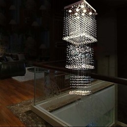 Lampade a sospensione in cristallo da soffitto, illuminazione a 8 luci, moderne, lussuose, in argento, con baldacchino, K9, in cristallo trasparente