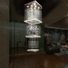 Lampade a sospensione in cristallo da soffitto, illuminazione a 8 luci, moderne, lussuose, in argento, con baldacchino, K9, in cristallo trasparente