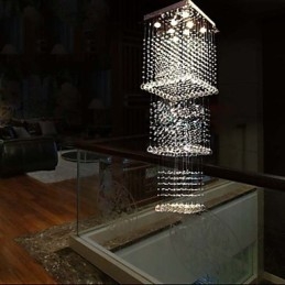Lampade a sospensione in cristallo da soffitto, illuminazione a 8 luci, moderne, lussuose, in argento, con baldacchino, K9, in cristallo trasparente