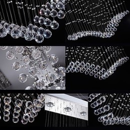 Lampade a sospensione in cristallo da soffitto, illuminazione a 8 luci, moderne, lussuose, in argento, con baldacchino, K9, in cristallo trasparente