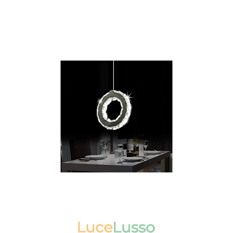 Lampada a sospensione moderna in metallo e cristallo contemporaneo