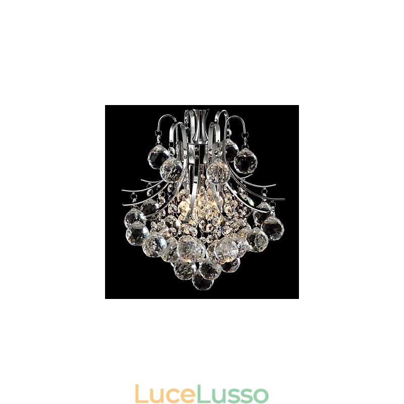 Lampadario moderno contemporaneo in cristallo cromato