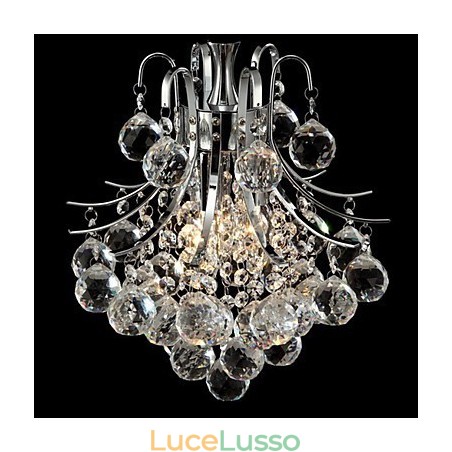 Lampadario moderno contemporaneo in cristallo cromato