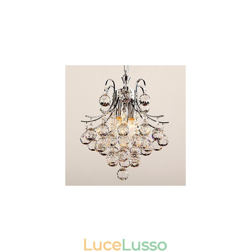 Lampadario moderno contemporaneo in cristallo cromato