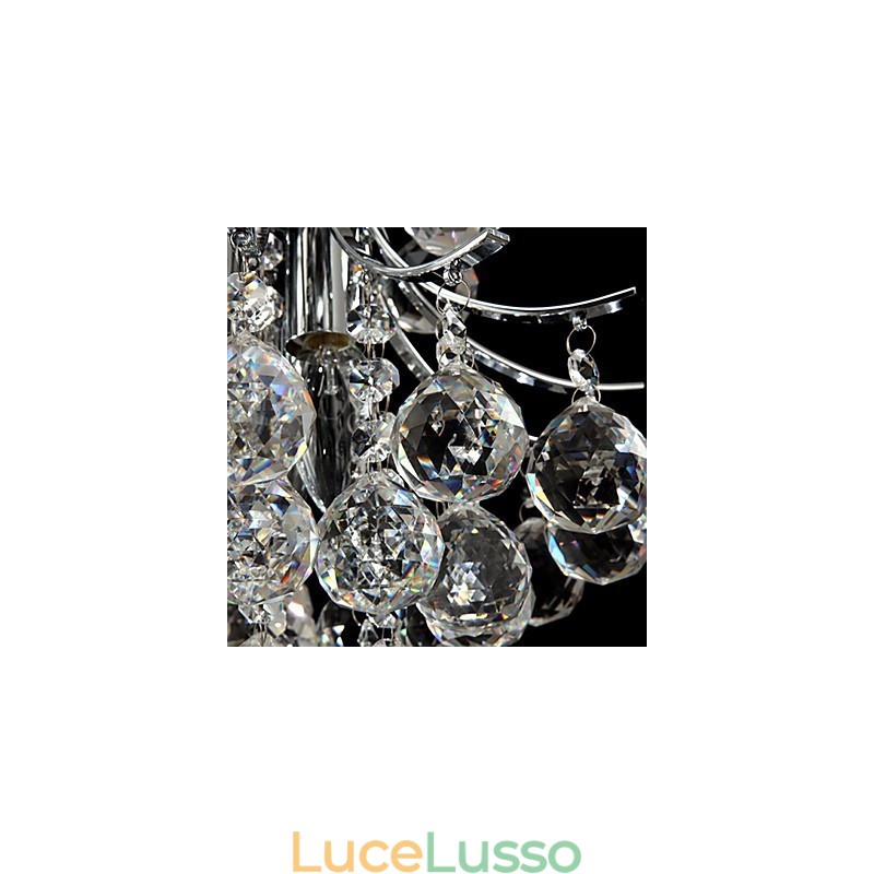 Lampadario moderno contemporaneo in cristallo cromato