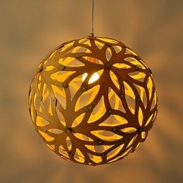 Lampada a sospensione in bambù e legno in stile country retrò