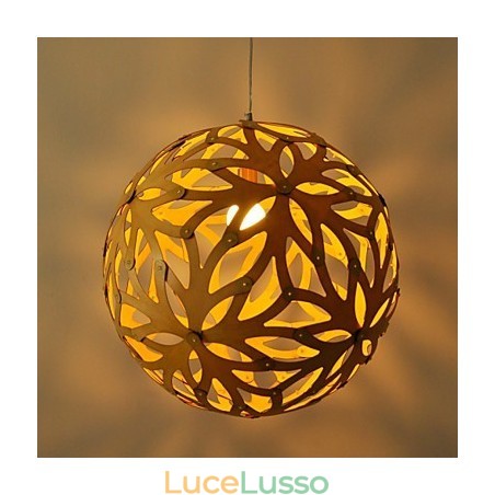 Lampada a sospensione in bambù e legno in stile country retrò Lampada a sospensione in bambù e legno in stile country retrò