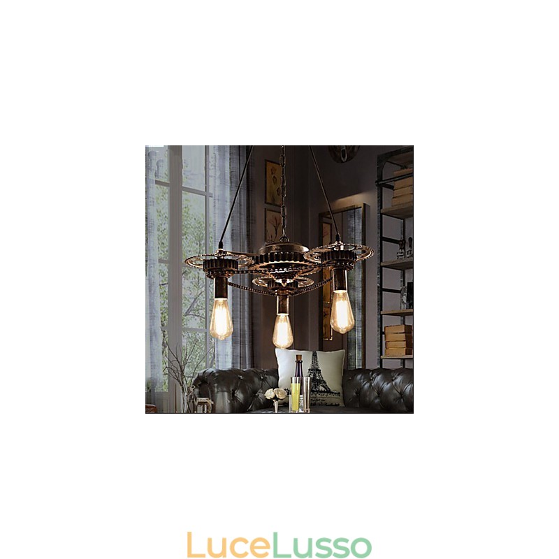 Lampadario VintageLron Lampadario Industrial Wind Gear