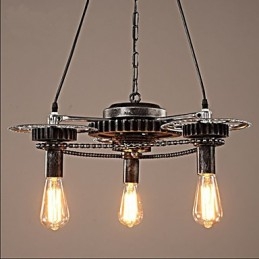 Lampadario VintageLron Lampadario Industrial Wind Gear