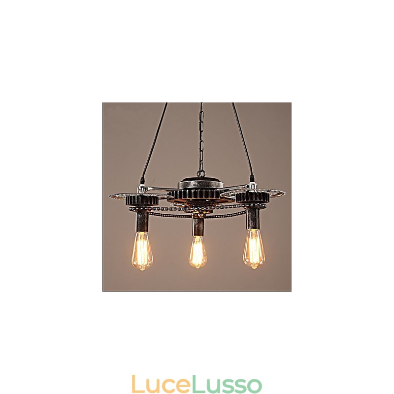 Lampadario VintageLron Lampadario Industrial Wind Gear