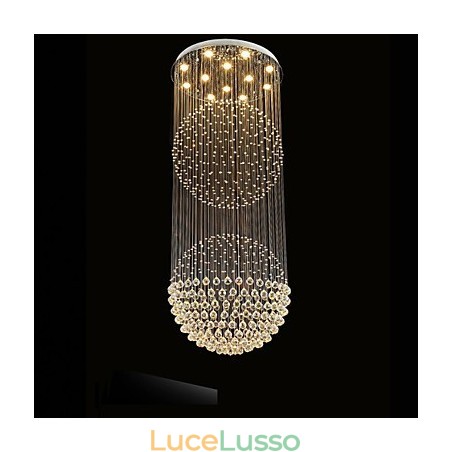Lampadario moderno in cristallo con 12 luci, baldacchino in argento, lampade da soffitto a globo in cristallo trasparente Lampadario moderno in cristallo con 12 luci, baldacchino in argento, lampade da soffitto a globo in cristallo trasparente