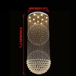 Lampadario moderno in cristallo con 12 luci, baldacchino in argento, lampade da soffitto a globo in cristallo trasparente