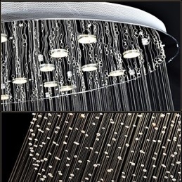 Lampadario moderno in cristallo con 12 luci, baldacchino in argento, lampade da soffitto a globo in cristallo trasparente
