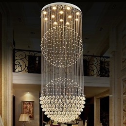 Lampadario moderno in cristallo con 12 luci, baldacchino in argento, lampade da soffitto a globo in cristallo trasparente