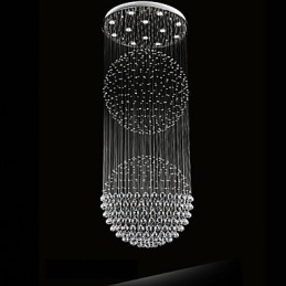 Lampadario moderno in cristallo con 12 luci, baldacchino in argento, lampade da soffitto a globo in cristallo trasparente