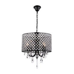 Lampadario moderno contemporaneo in cristallo cromato a tamburo