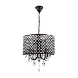 Lampadario moderno contemporaneo in cristallo cromato a tamburo