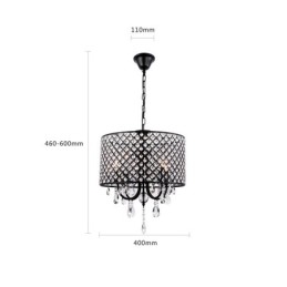 Lampadario moderno contemporaneo in cristallo cromato a tamburo