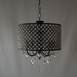 Lampadario moderno contemporaneo in cristallo cromato a tamburo