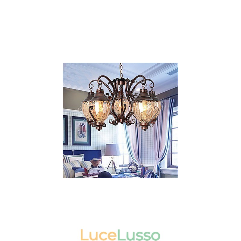 Lampadario in ferro antico pastorale europeo retrò