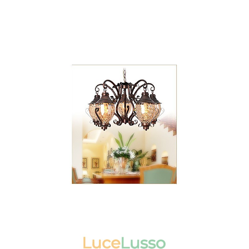 Lampadario in ferro antico pastorale europeo retrò