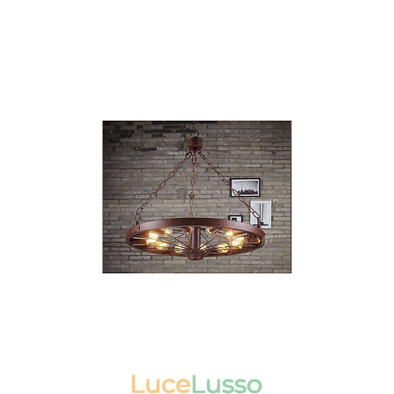 Lampada a sospensione retrò con ruota per realizzare la vecchia lampada a sospensione industriale