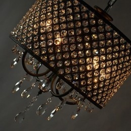 Lampadario moderno contemporaneo in cristallo cromato a tamburo