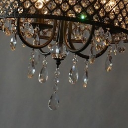 Lampadario moderno contemporaneo in cristallo cromato a tamburo
