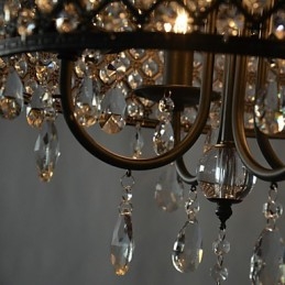 Lampadario moderno contemporaneo in cristallo cromato a tamburo
